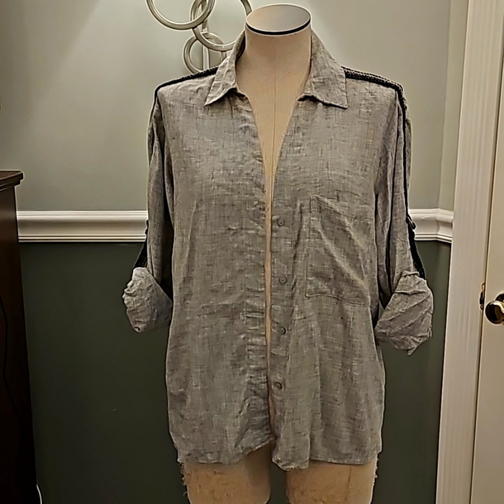 Zara Metallic Fringe Shirt